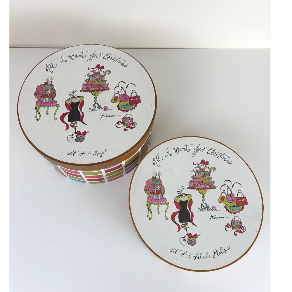 Rosanna Vintage All I Want for Christmas Plates Mugs Set of 8 Fashion Holiday